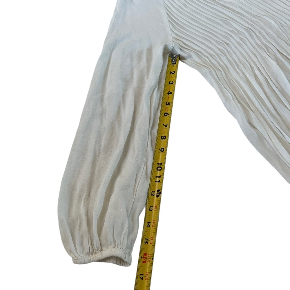 H&M White Long Sleeve Pleated Midi Dress Size 6 - Picture 12 of 17